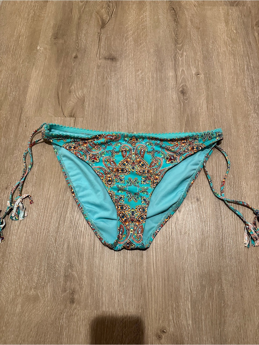 Turquoise Paisley Tie-Side Bikini Bottom - Women Swim